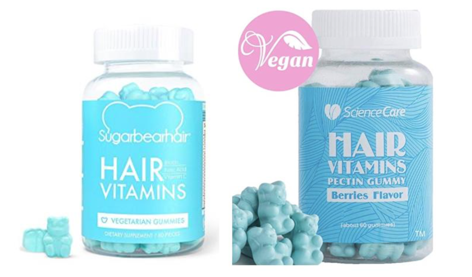 BeSweet’s SugarBearHair packaging (left) & Trureflectijons' (right)