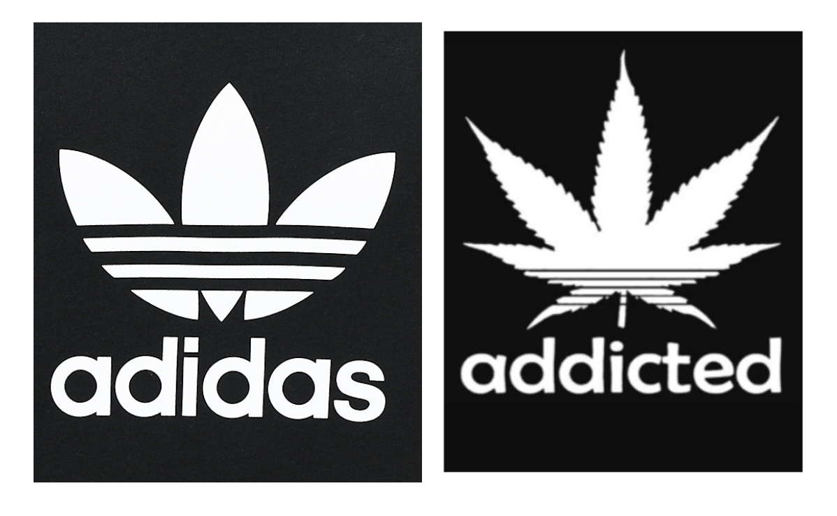 adidas’ Trefoil logo (left) & Addicted Original’s logo (right)