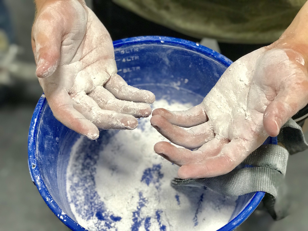 hands with chalk
