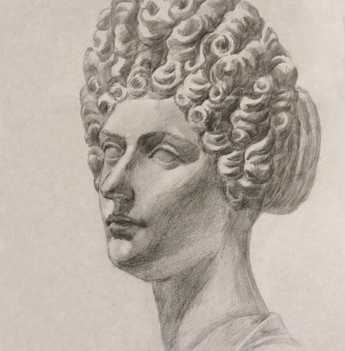 Studying head of a Roman Lady
