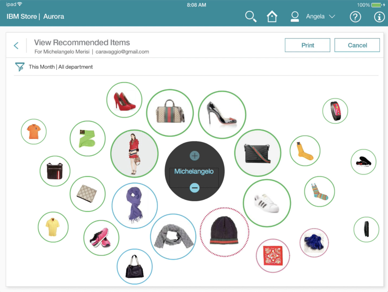 Three dimensional radial navigation and scrolling