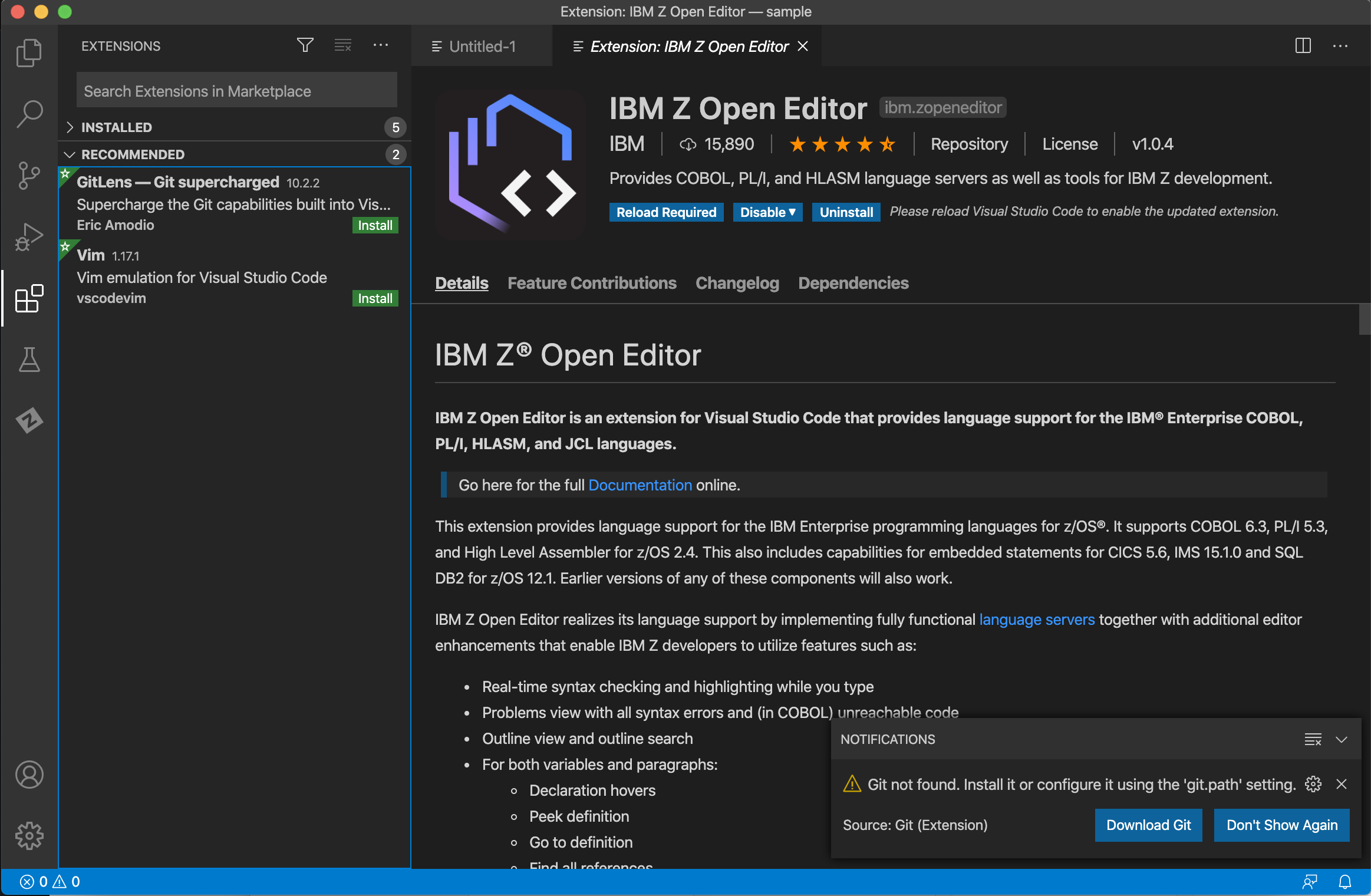 Branding application on VS Code