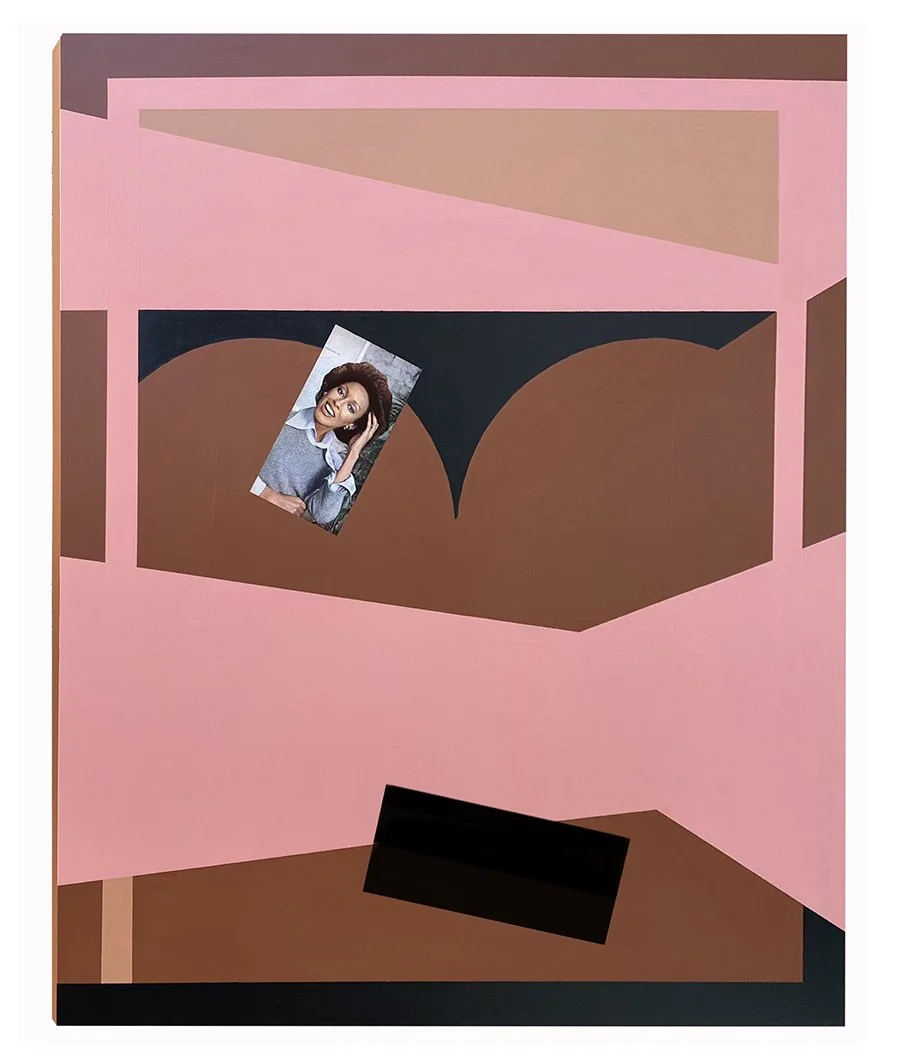 Double Negative, 2022, Acrylic, collage on wood panel 
