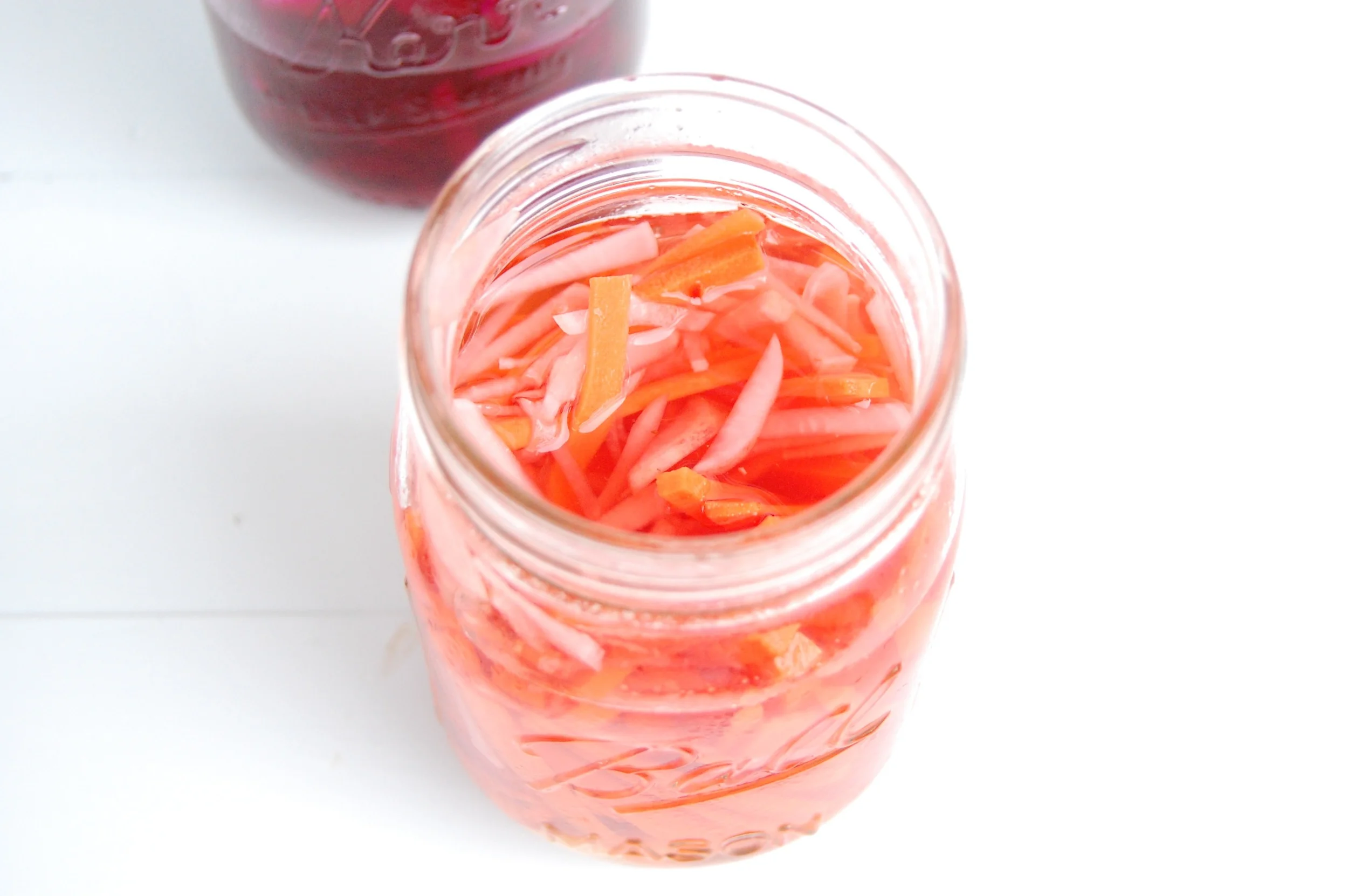 Pickled Veggies--Make some extra and save these to use later on! They are great on salads and the pickling juice actually makes a great oil-free salad dressing option! 