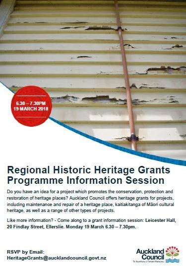 Auckland Council's Regional Historic Heritage Grants Programme information session!