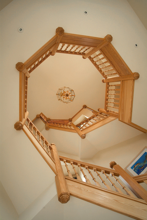 Octagonal ash Staircase with finials and newel posts