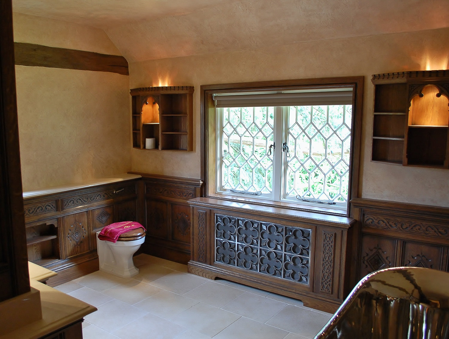Oak panelled bathroom 