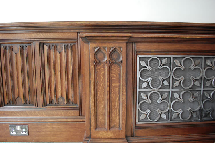 Gothic style radiator cover and linefold panelling.jpg
