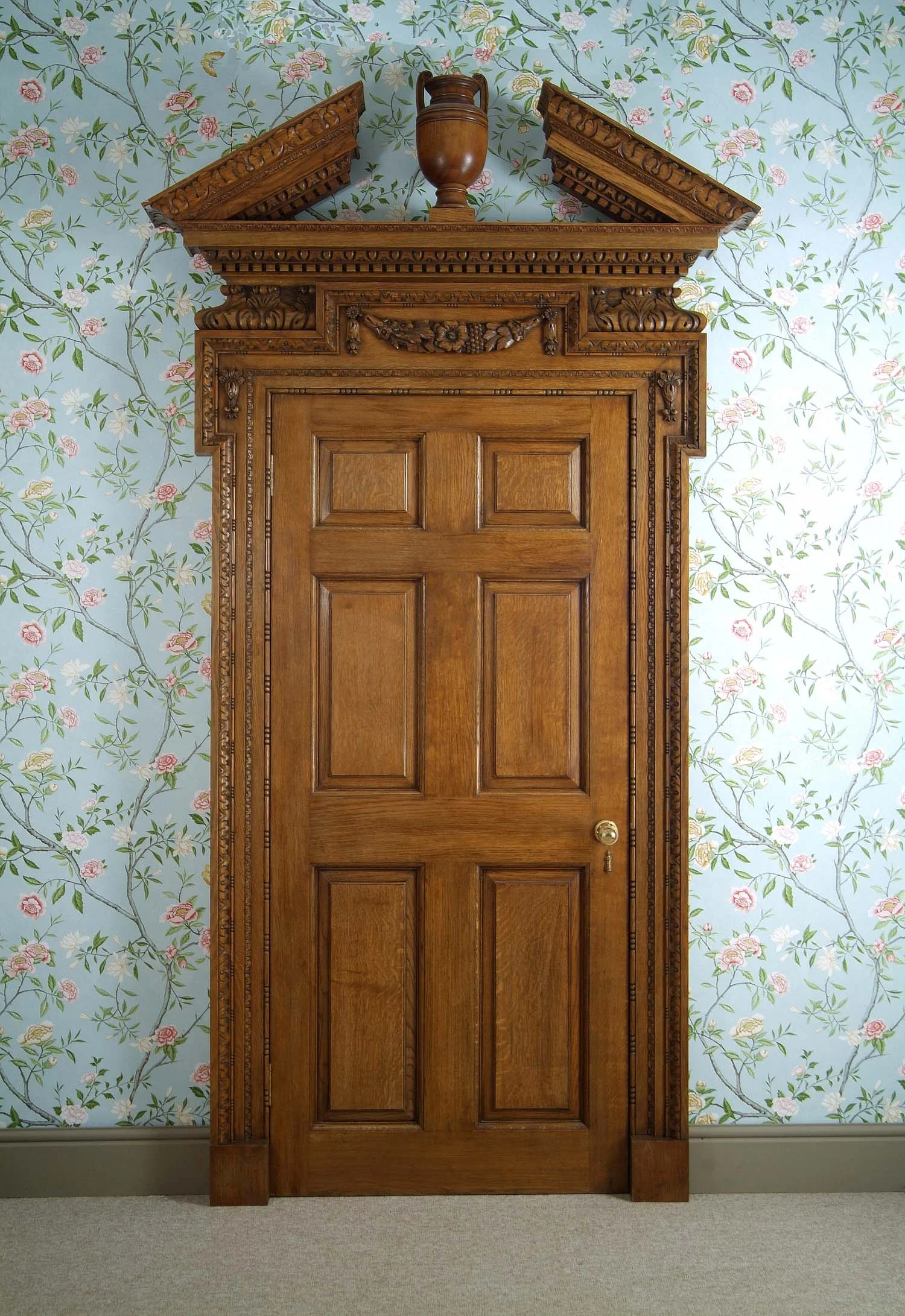 Hand Carved Decorative Georgian style Oak Door