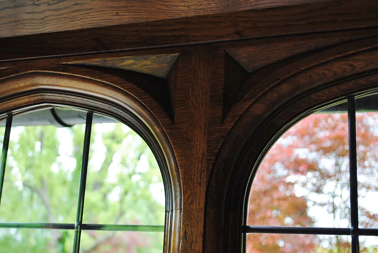 Detail of arched oak windows