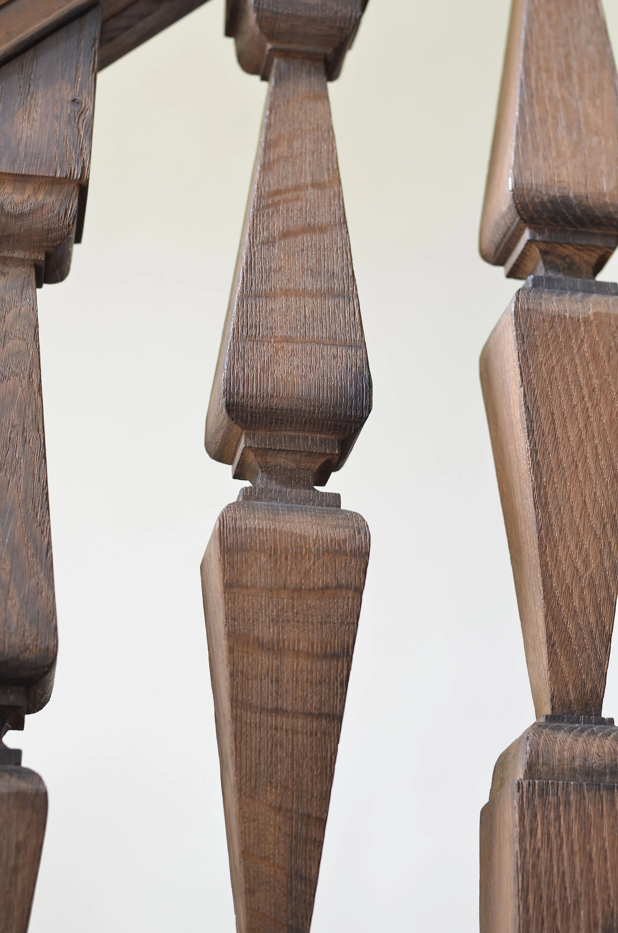 Hand cut oak balusters and balustrading