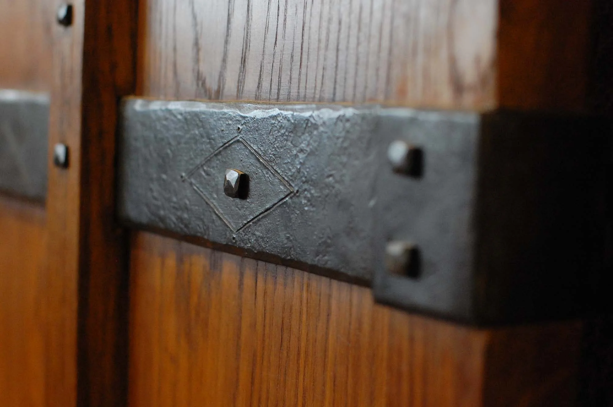 10 Hand made solid oak  doors and hand made ironmongery large decorative bespoke hinges.JPG