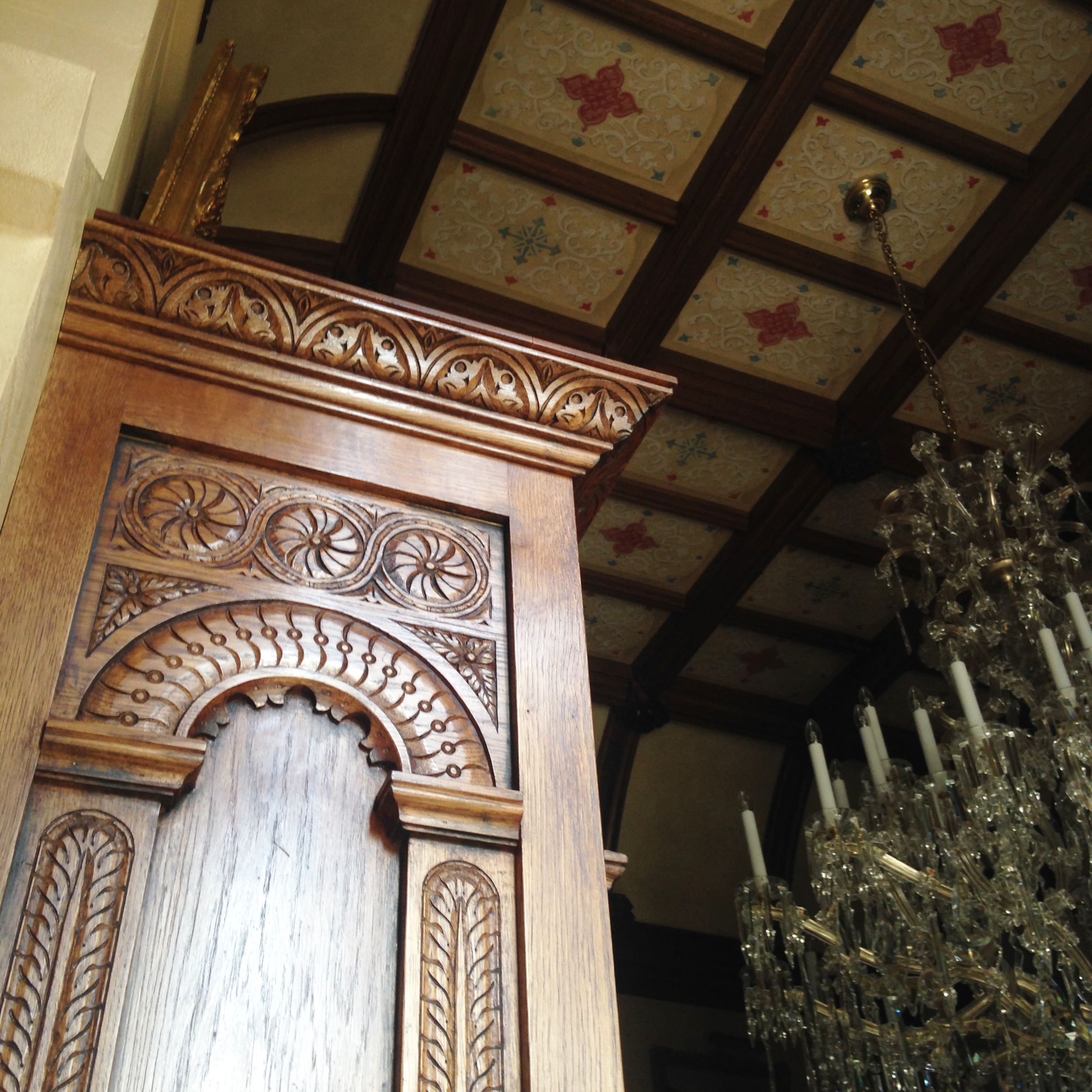 Carved panel of a 16th century style oak overmantel