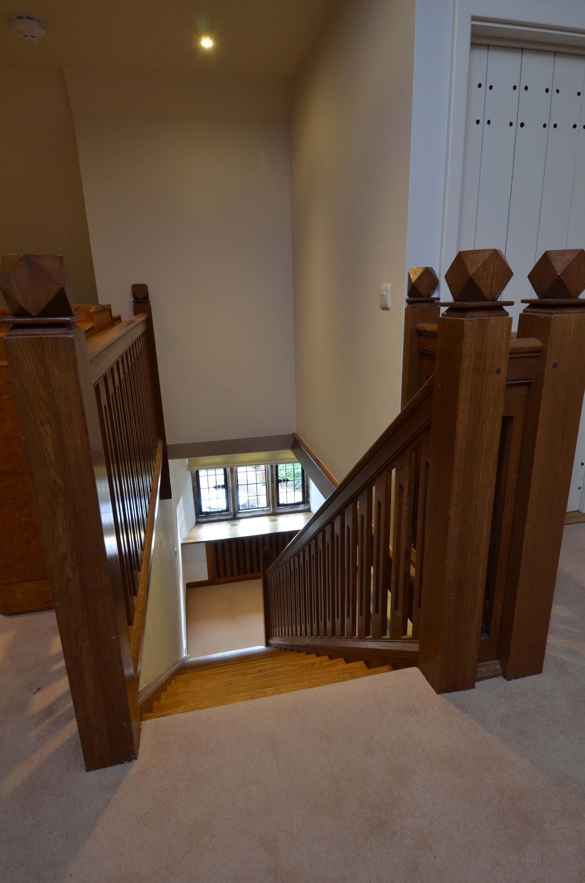 29 Period style staircase hand made in solid oak with period mouldings and oak handrail.jpg
