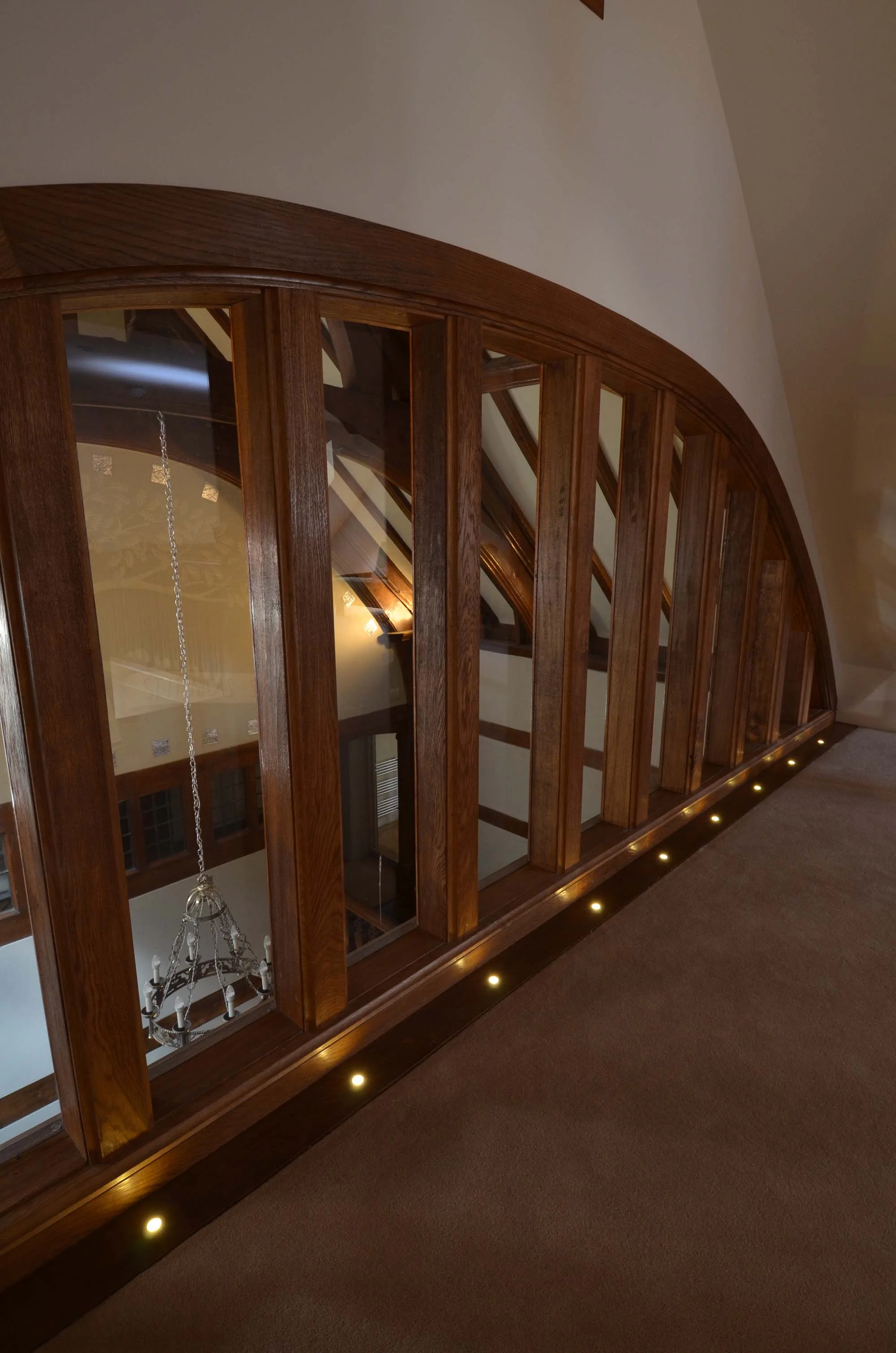 An Internal oak window forming a glazed screen