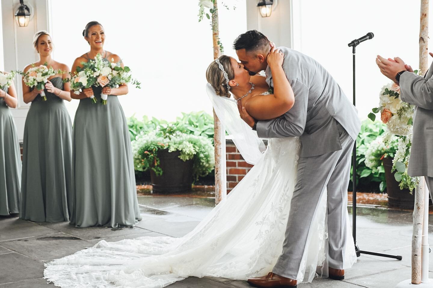 Introducing Mr and Mrs Hopkins @rightupyour_aly #hookedonhopkins @petalandpapernj @maxbridalny @bridalmakeupbykat @centerstageent @atlanticcitycountryclub #ido #love #realweddings #firstkiss #weddingdress