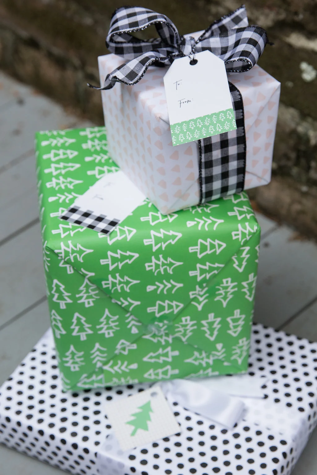 We paired black, green, and light pink for a unique look.