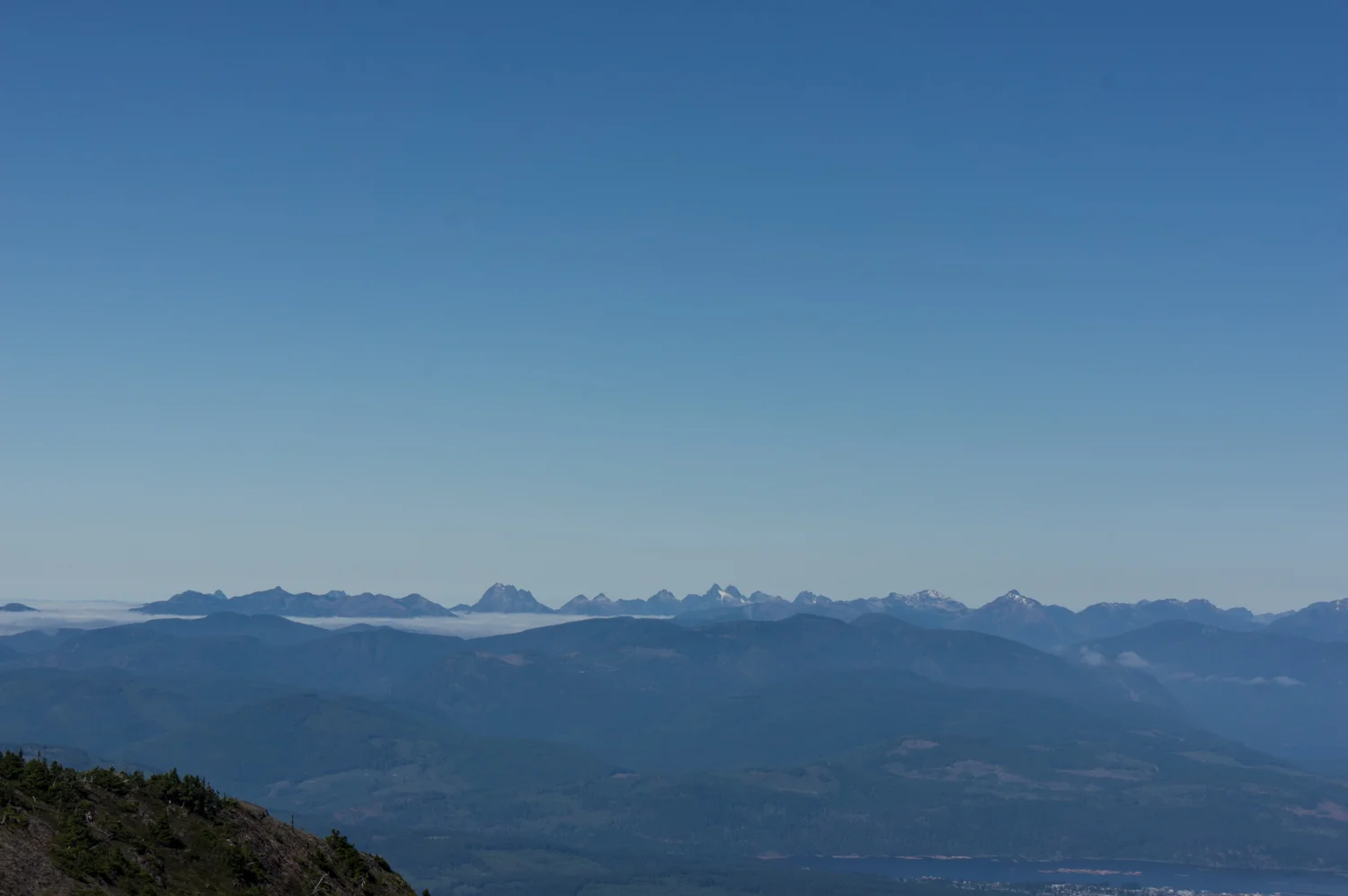 Westward view over the Alberni Inlet towards the Mackenzie Range and beyond to the Pacific Ocean