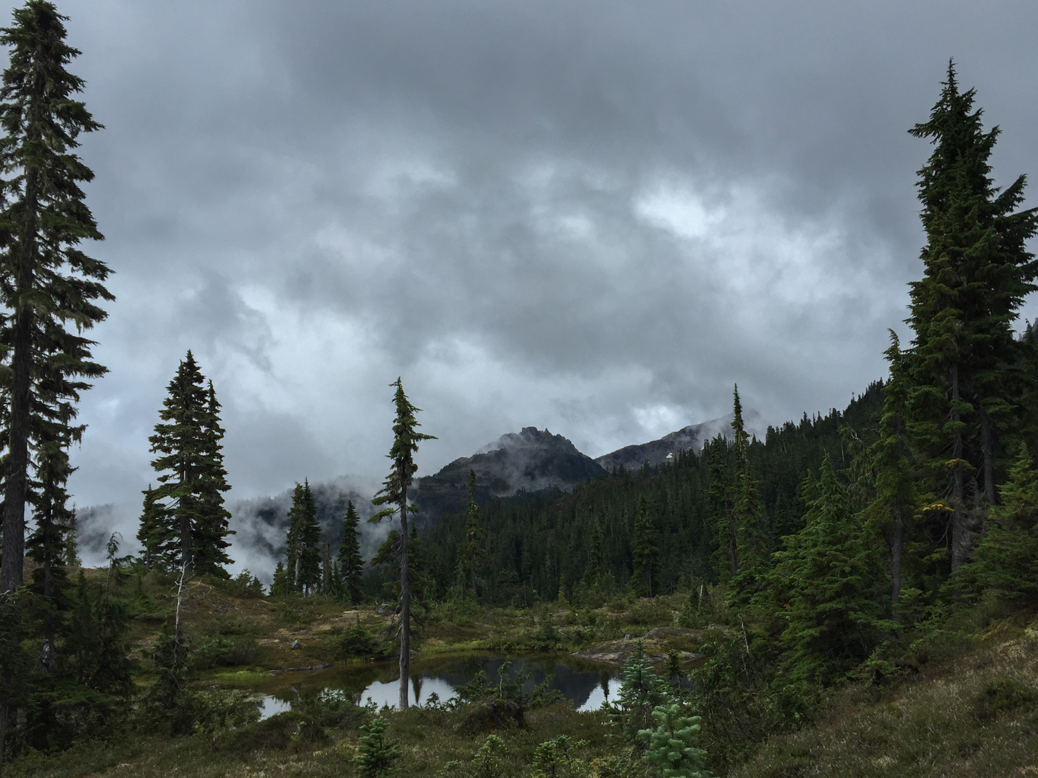 Castlecrag Mountain from the early going of the route up to the Jutland Ridge from Circlet Lake