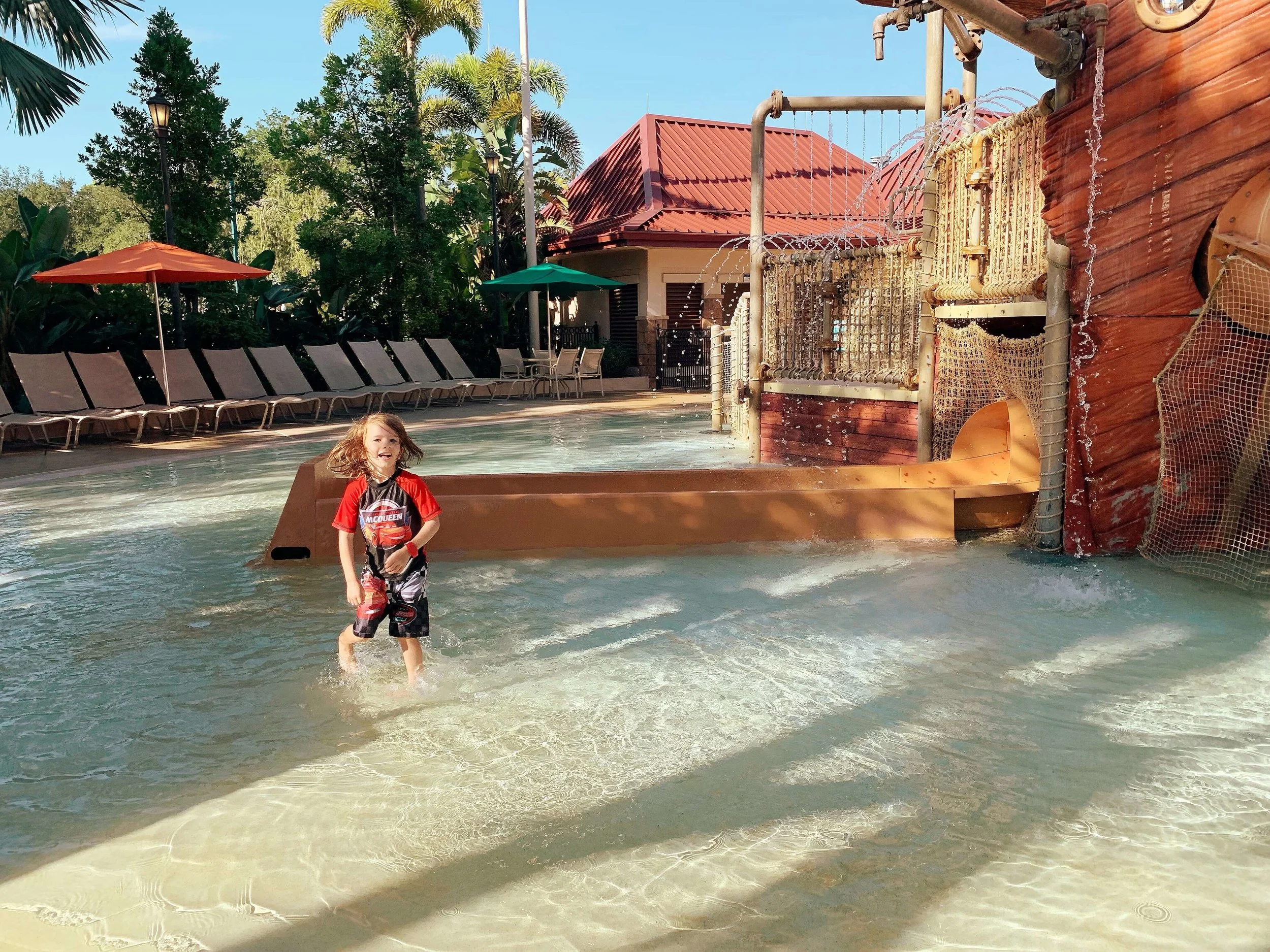Playing in the splash pad