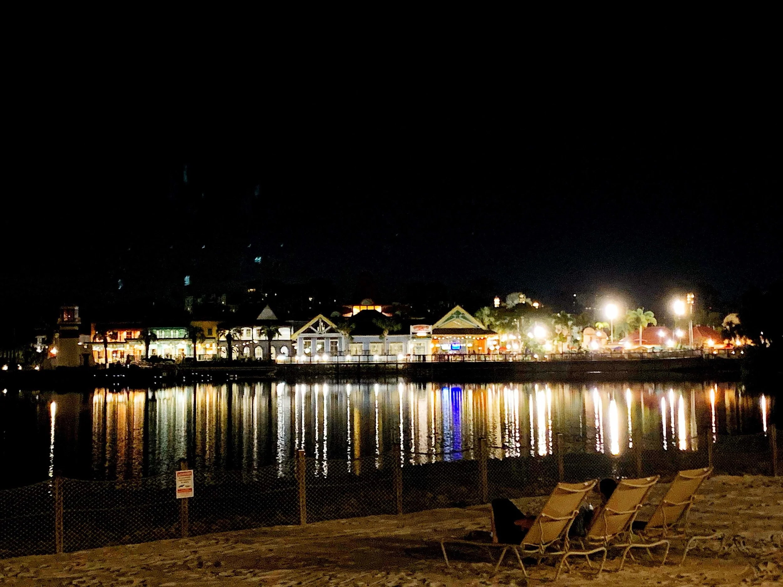 Disney's Caribbean Beach Resort at night
