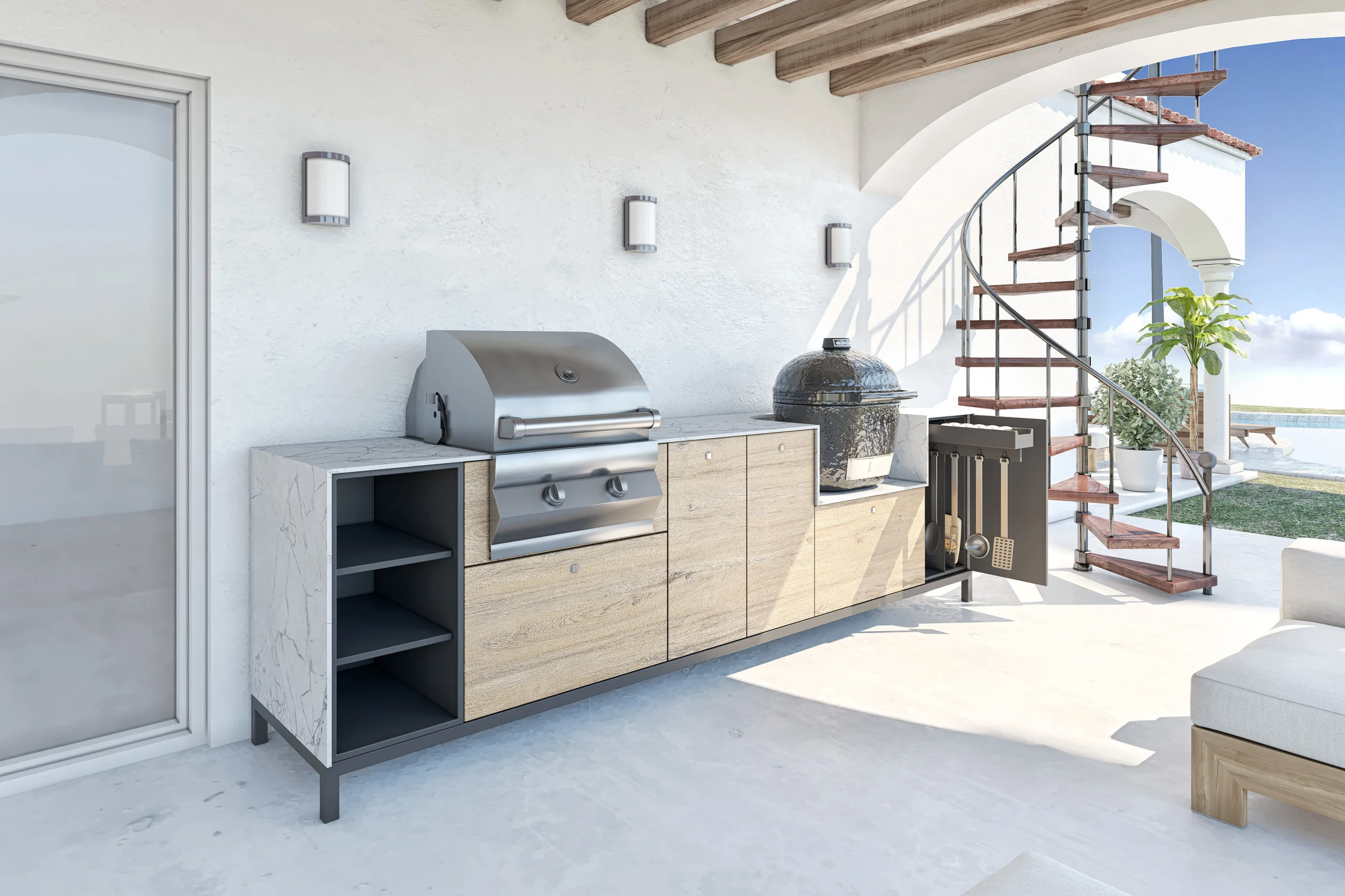 Shown above: Our Fiamma modular Italian Outdoor kitchen cabinetry.