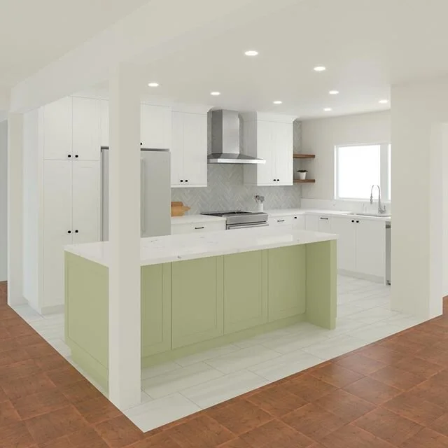 We have this kitchen in the works. First time we&rsquo;ve used this mint green finish. Really goes with the vibe of the house and some of the original elements they have kept in the home.