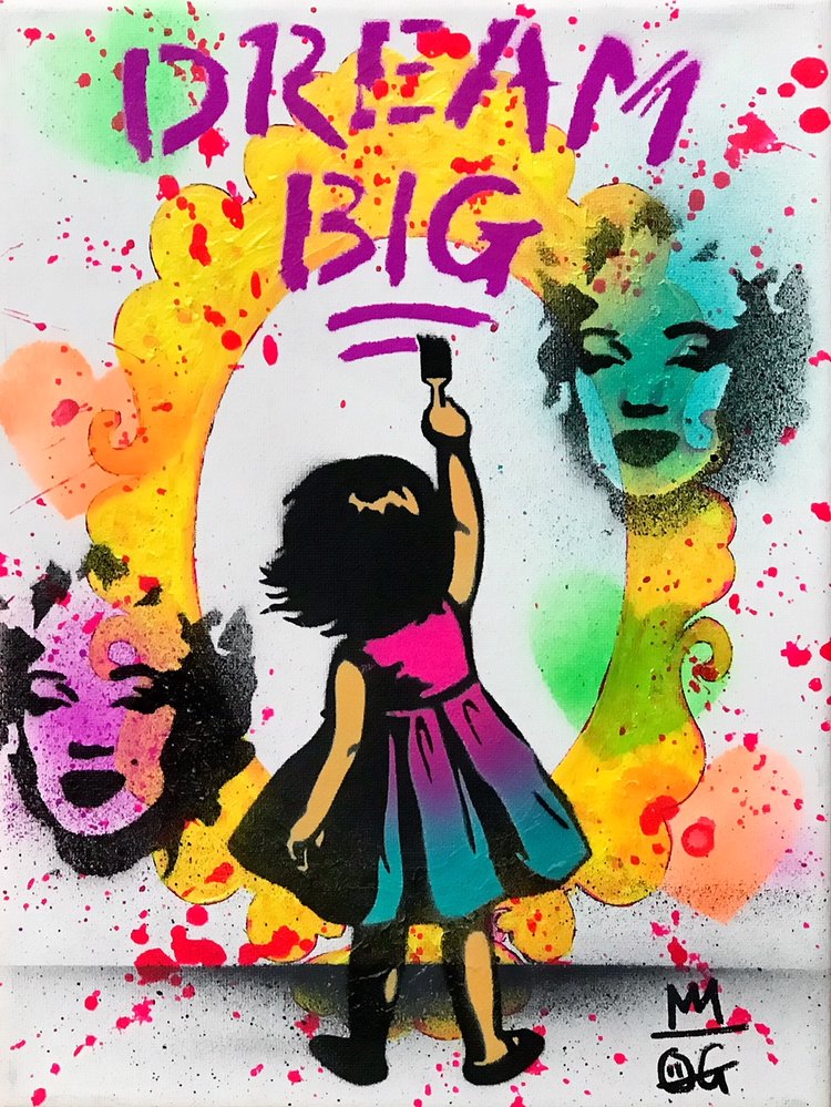Title: "OG Millie Dream Big #2" Artist: AJ Lavilla x OG Millie Size: 9x12 inches Series: Holiday Drop 2017