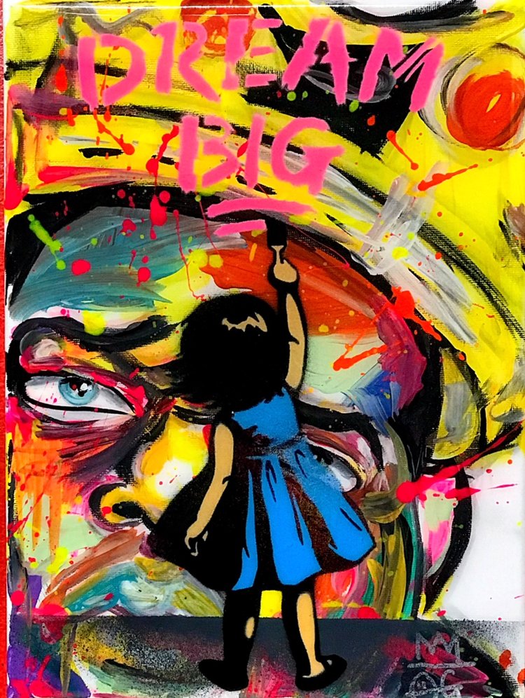 Title: "OG Millie Dream Big #4" Artist: AJ Lavilla x OG Millie Size: 9x12 inches Series: Holiday Drop 2017