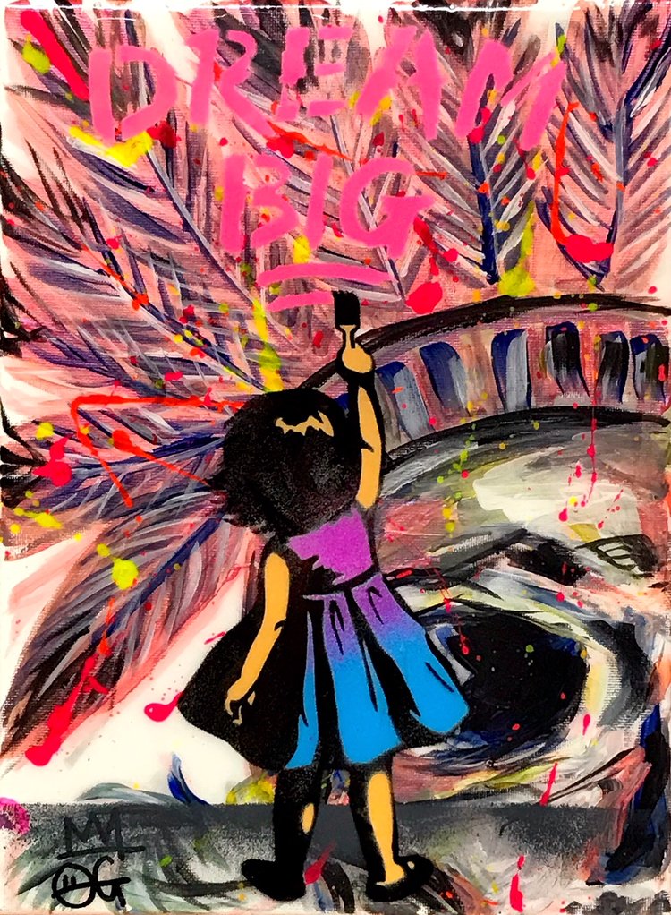 Title: "OG Millie Dream Big #3" Artist: AJ Lavilla x OG Millie Size: 9x12 inches Series: Holiday Drop 2017