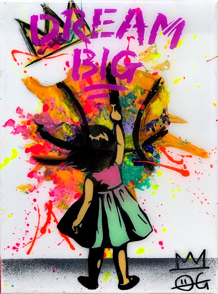 Title: "OG Millie Dream Big #6" Artist: AJ Lavilla x OG Millie Size: 9x12 inches Series: Holiday Drop 2017