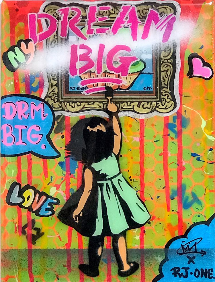 Title: "RJ.One Dream Big #3" Artist: AJ Lavilla x RJ.One Size: 9x12 inches Series: Holiday Drop 2017