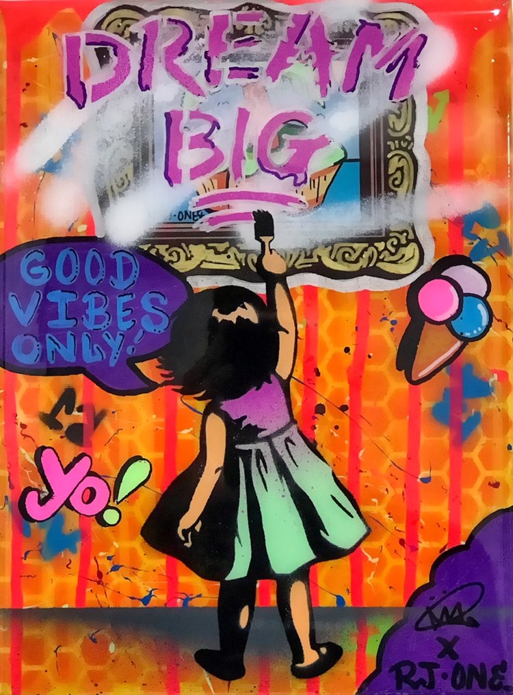Title: "RJ.One Dream Big #6" Artist: AJ Lavilla x RJ.One Size: 9x12 inches Series: Holiday Drop 2017