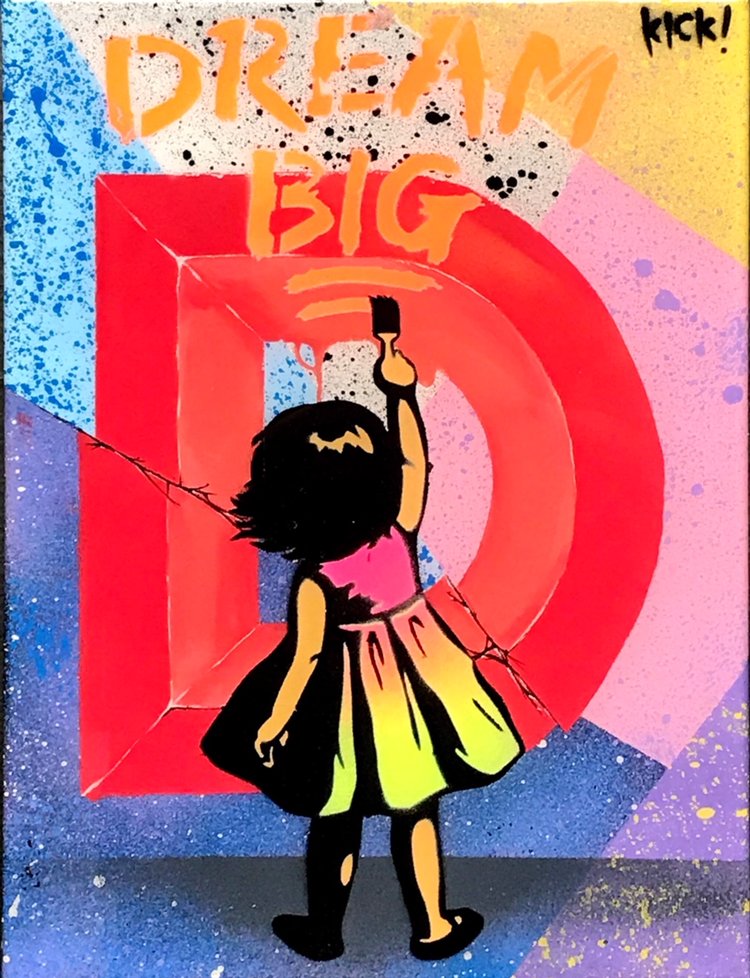 Title: "Kick Dream Big #1" Artist: AJ Lavilla x Kick Size: 9x12 inches Series: Holiday Drop 2017