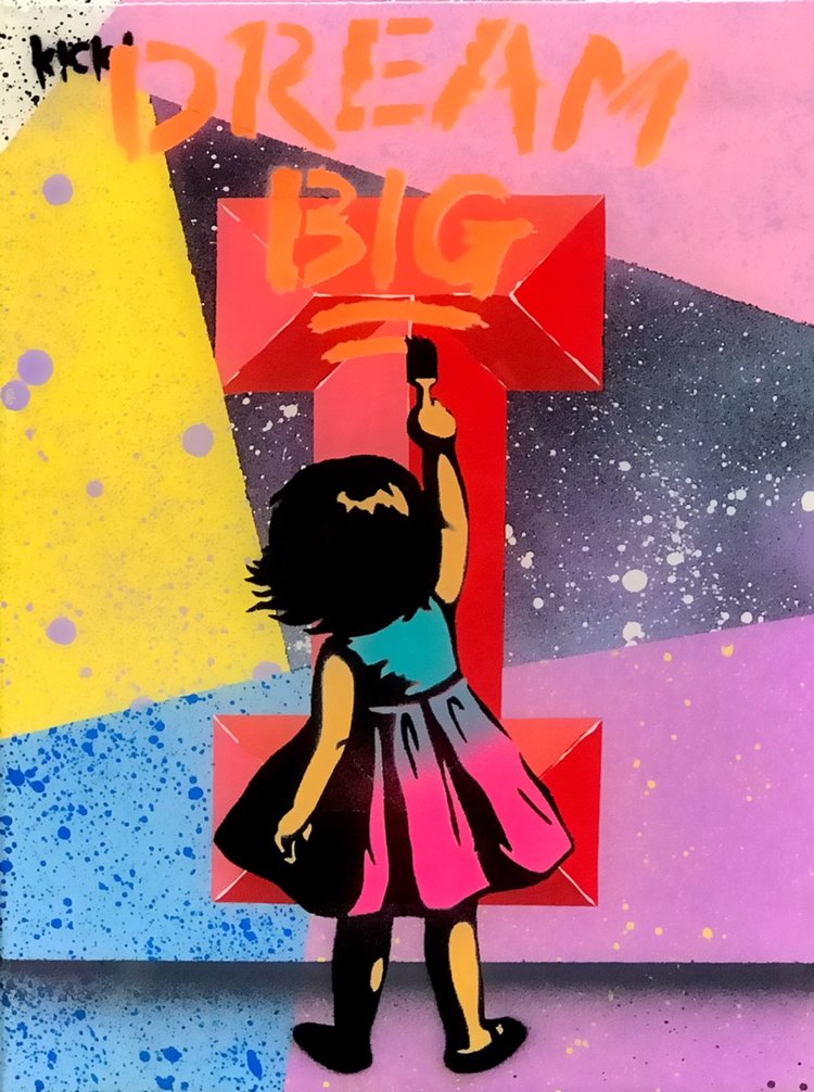 Title: "Kick Dream Big #7" Artist: AJ Lavilla x Kick Size: 9x12 inches Series: Holiday Drop 2017