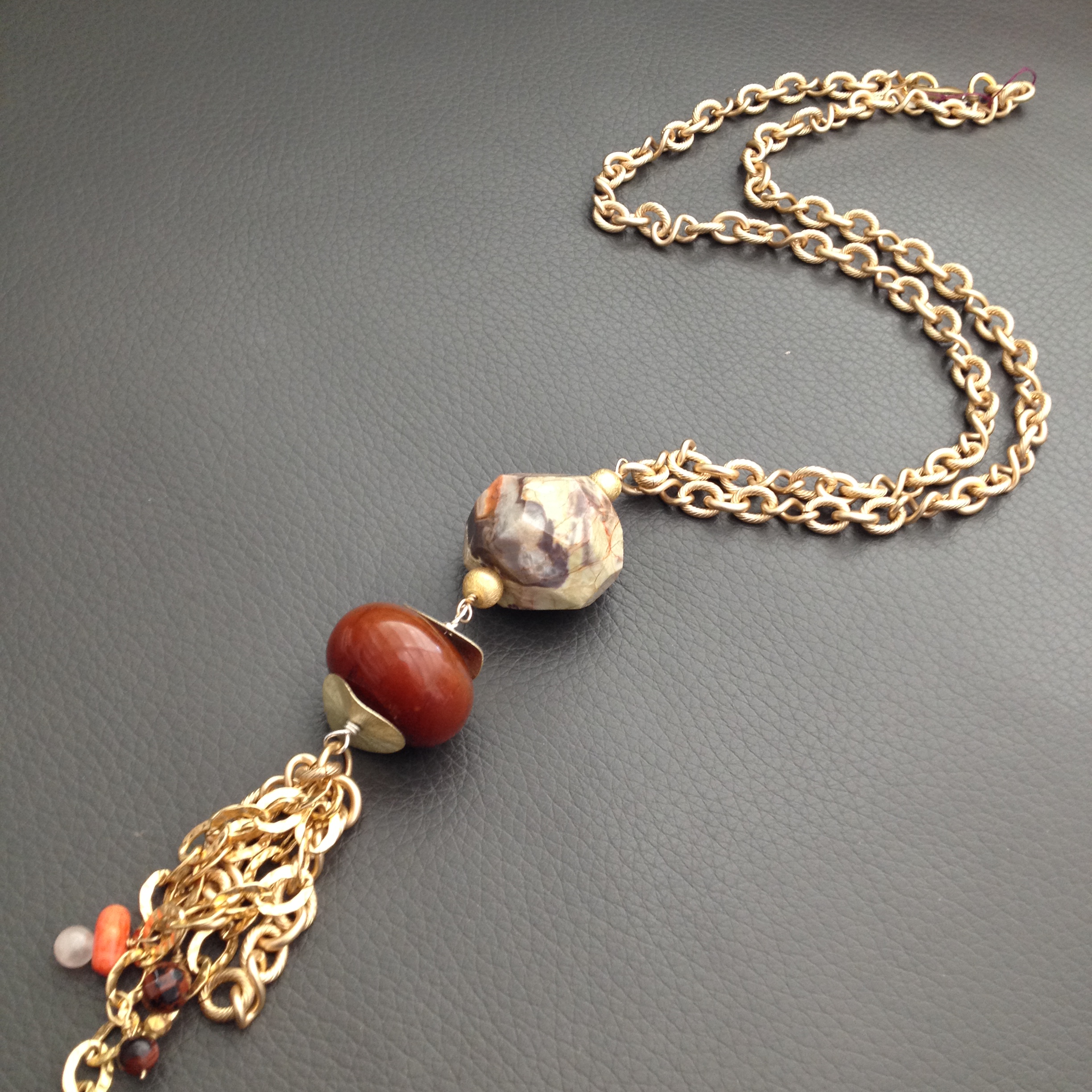 Agate and chain tassel necklace #jewelry #necklace #phyllisclark
