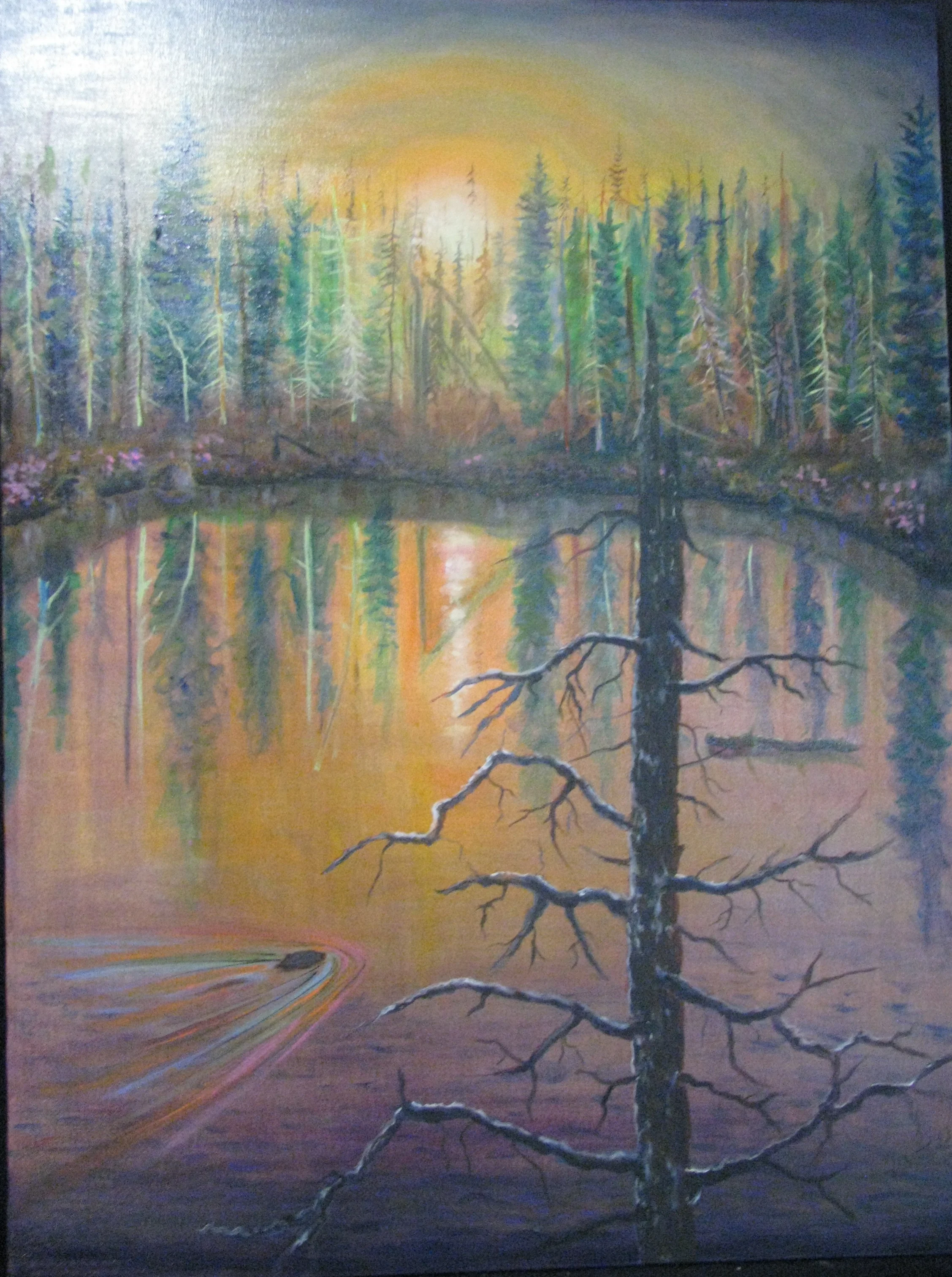    Beaver Pond North of Candle Lake   Acrylic on Canvas. 30 in. X 38 in.&nbsp; For sale at $1000 (unframed) 