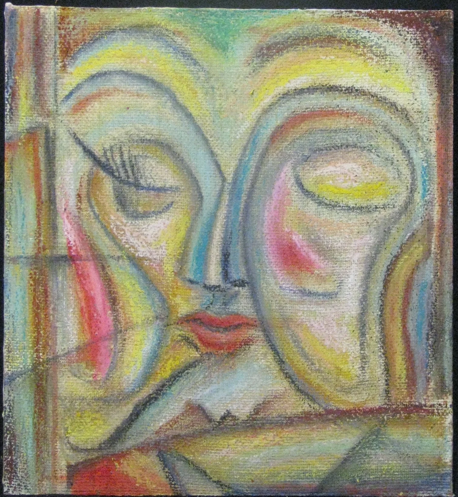    Expressionist Face 2   Oil pastel on board. 12 in. X 13 in. &nbsp; For sale @ $180 