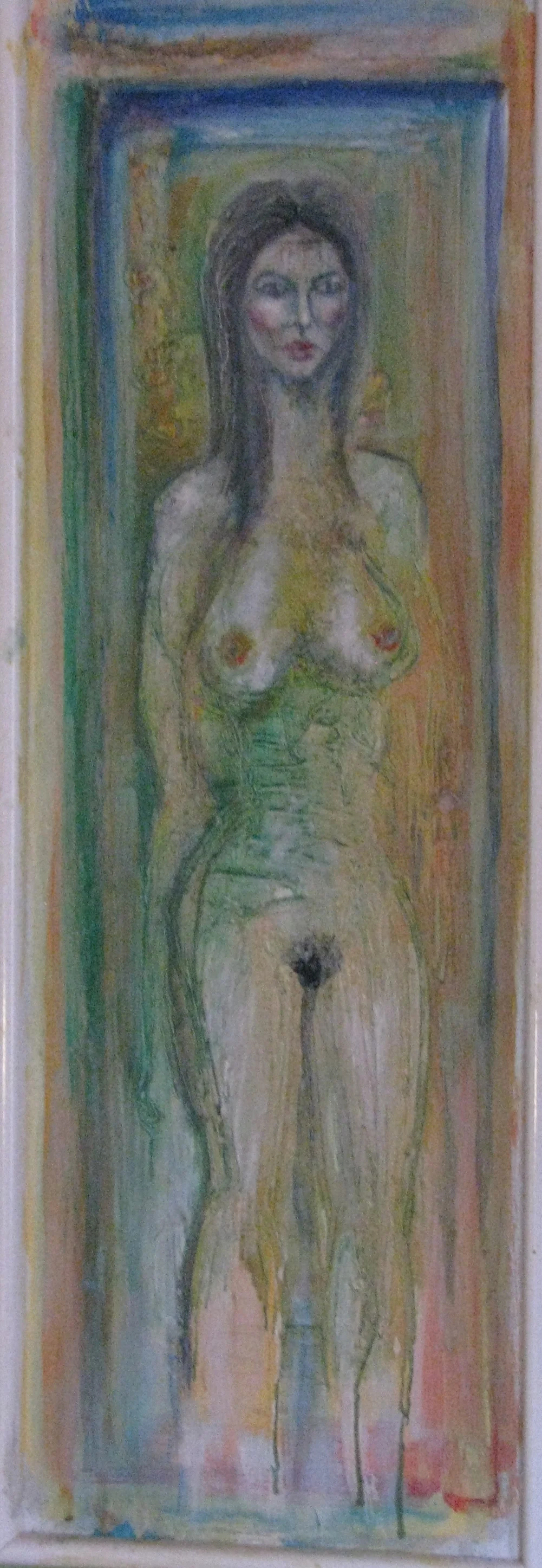    Clara, Nude    Acrylic on board.&nbsp;102 in. X 36 in. Framed.&nbsp;  For sale @ $250 