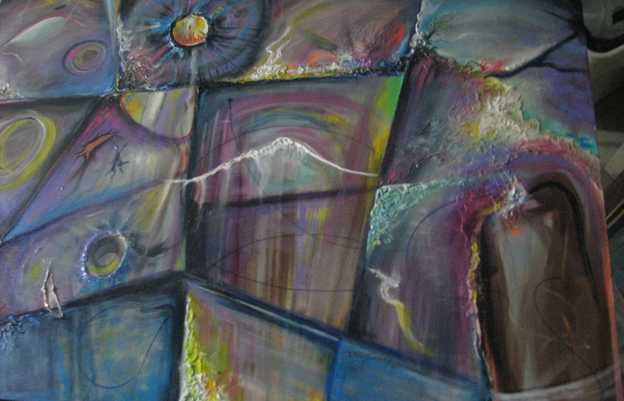    Feeling Overwhelmed   Mixed media 38 in. X 48 in. X 2 in. deep  $1200 