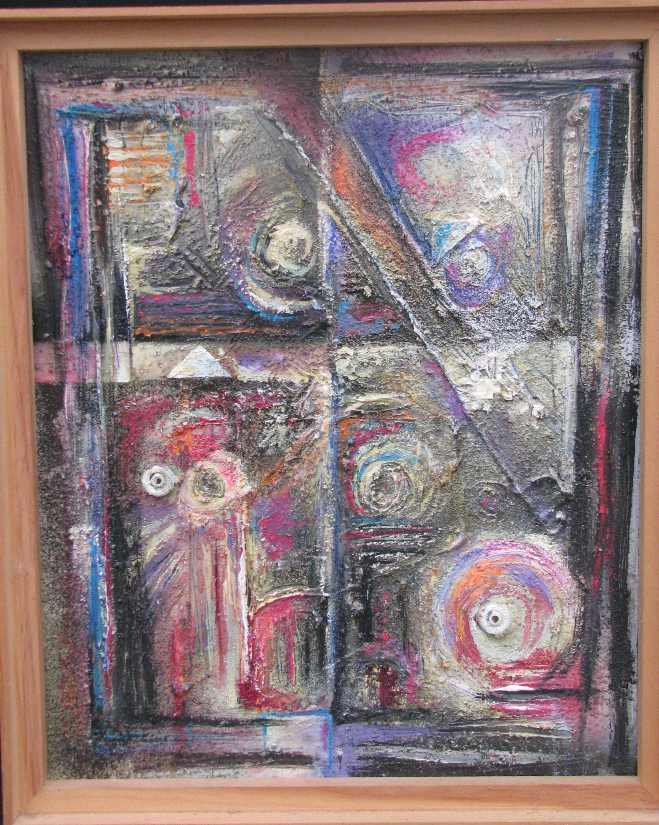    Gritty Composition   Acrylic and texturing materials. 19 in. X 23 in. &nbsp; For sale (framed) @ $400 &nbsp; 