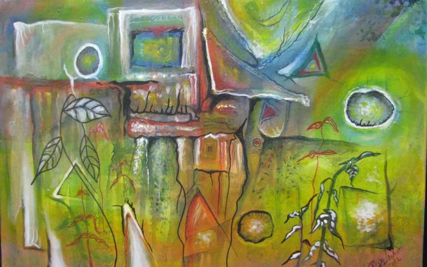    Gardening, Eh!   Acrylic and Texturing Material On Canvas. $250 