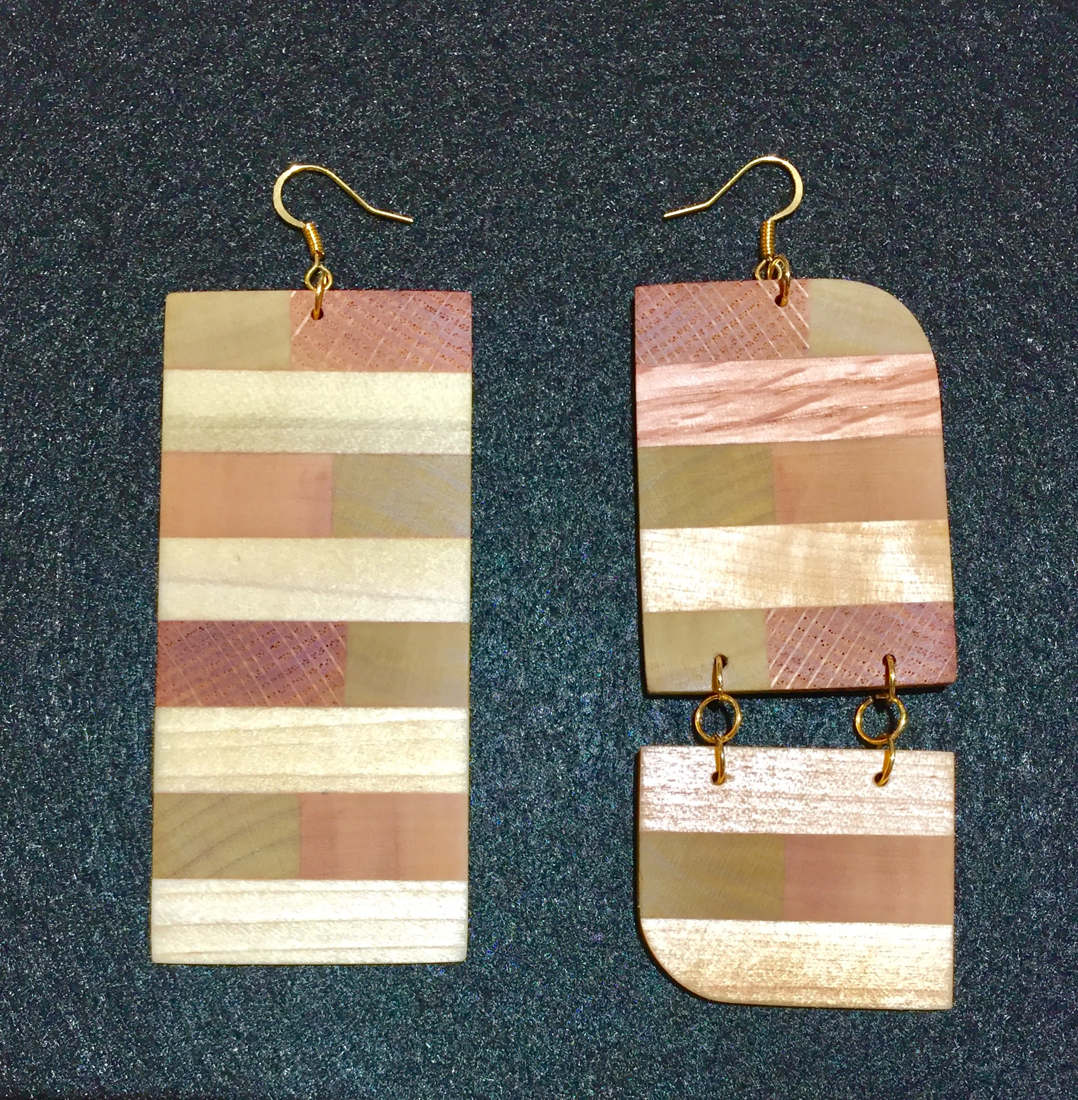 Poplar and Red Oak Chunky Earrings