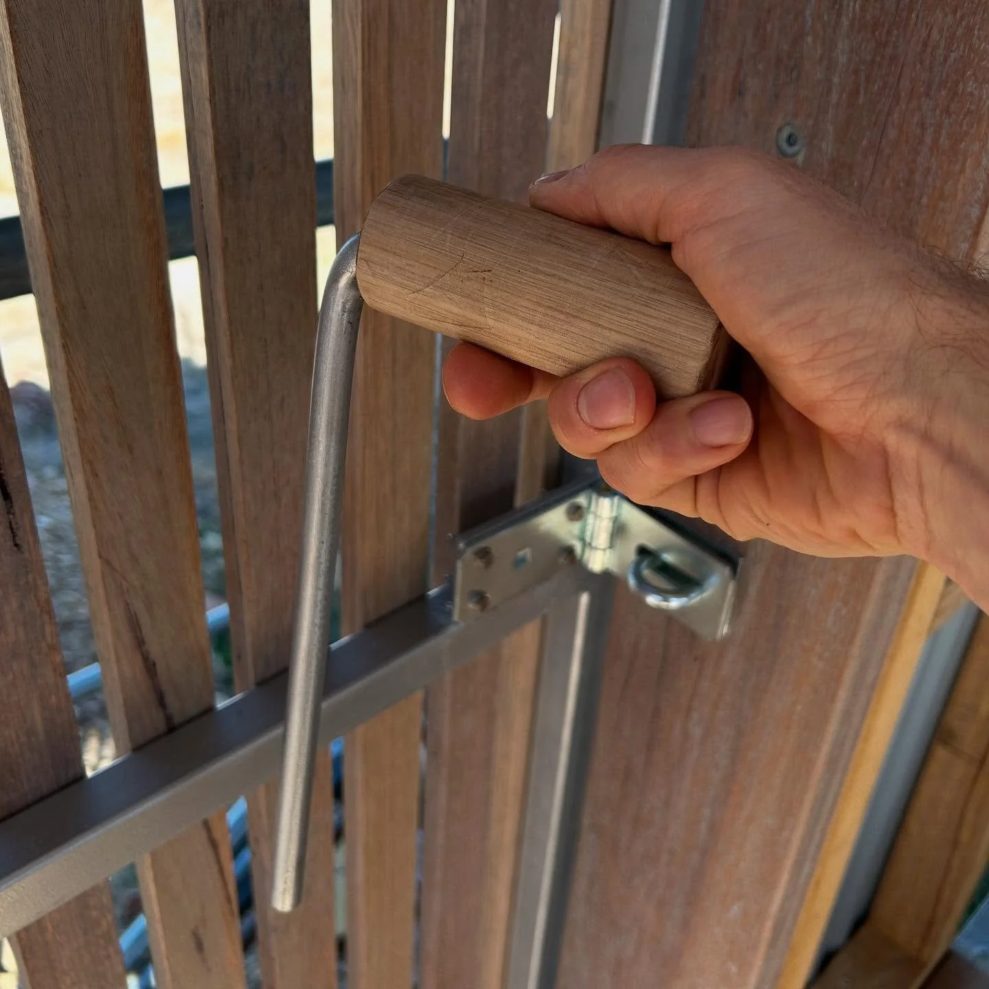 Beautiful locking pin handle by the builder at #vaughangullyhouse