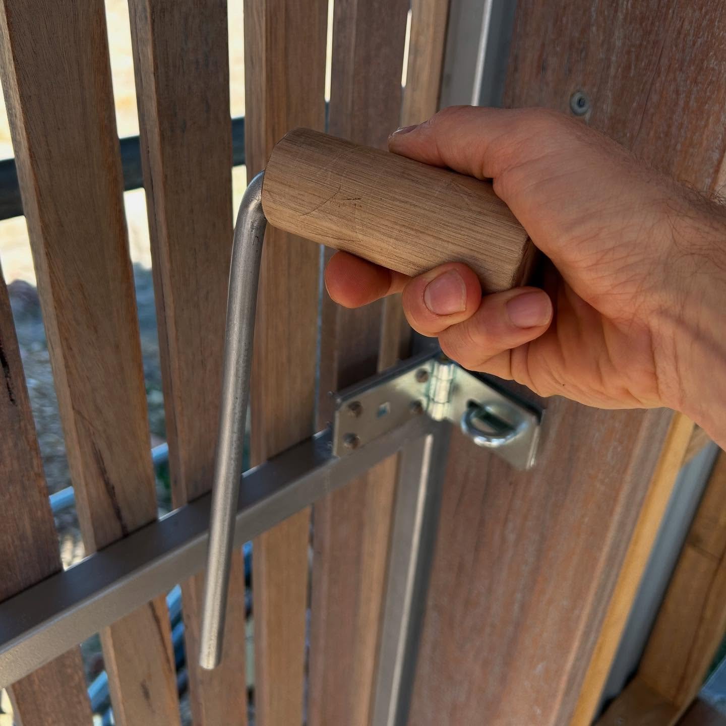 Beautiful locking pin handle by the builder at #vaughangullyhouse