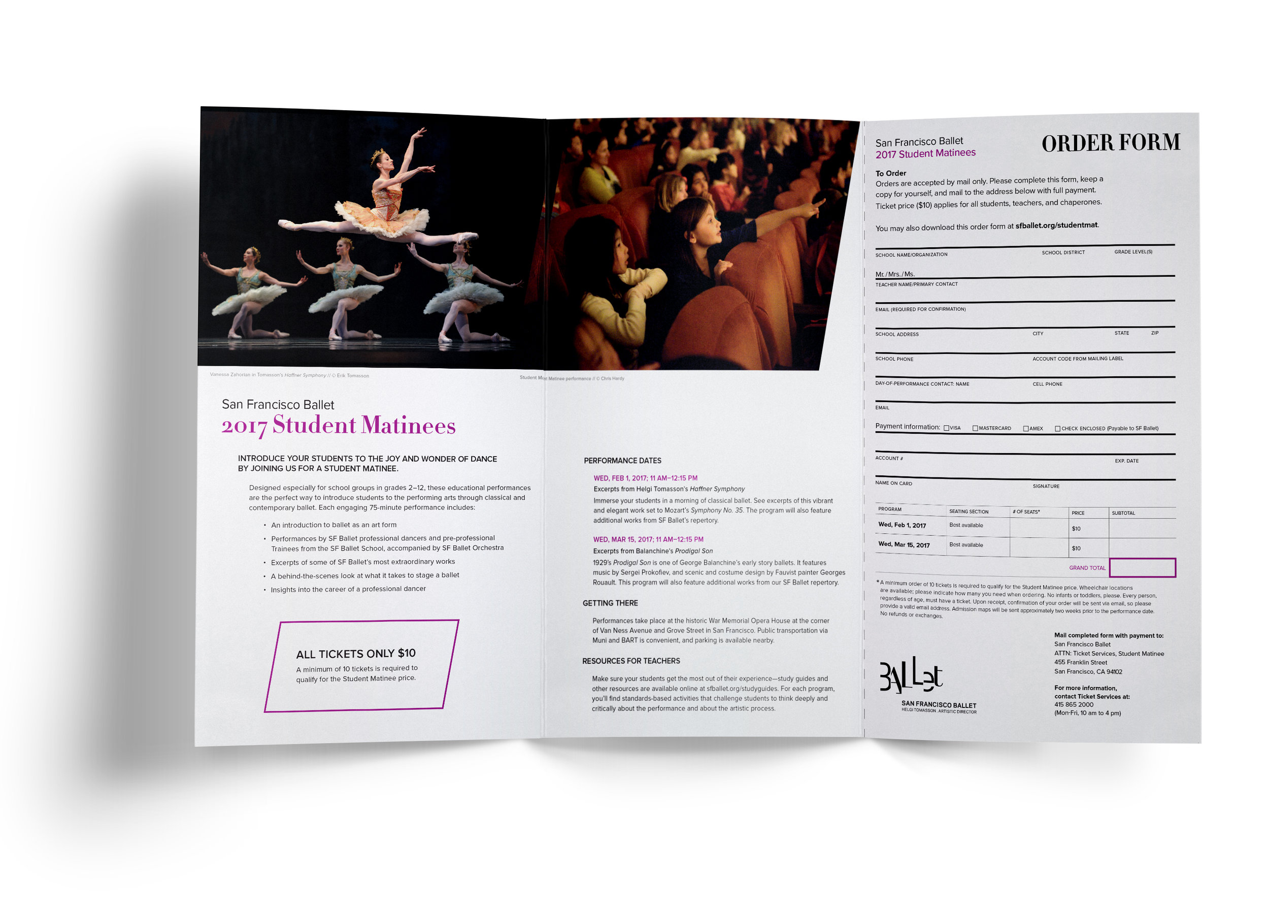  COMPANY: San Francisco Ballet  PROJECT: Brochure  MY ROLE: Designed layout according to brand guidelines along with the marketing department. Applied minor retouching.&nbsp; 