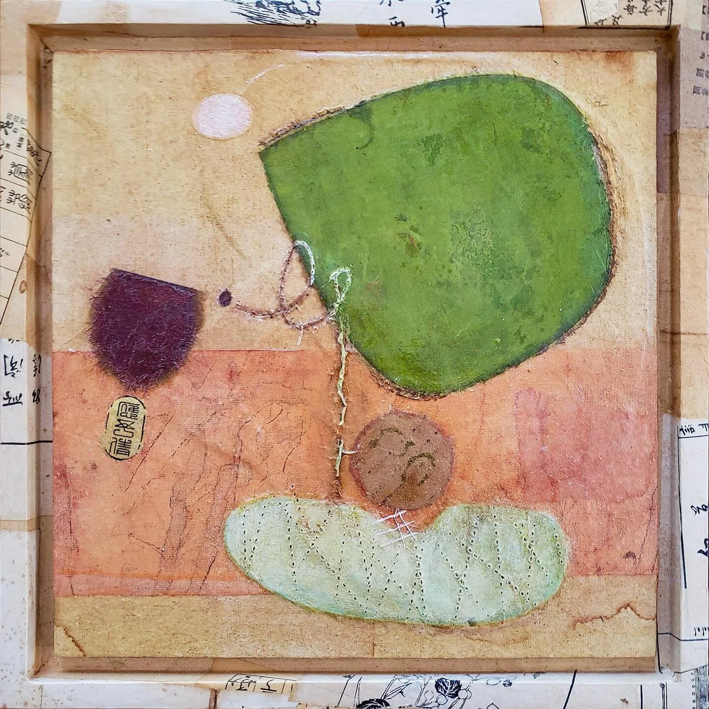 &ldquo;Little Diddy II&rdquo;, 11.5&rdquo;x11.5&rdquo; Rice paper mixed media. This one along with many other pieces will be at the Seattle Art Fair July 17-20th @lynn_hanson_gallery booth A23 (see map)