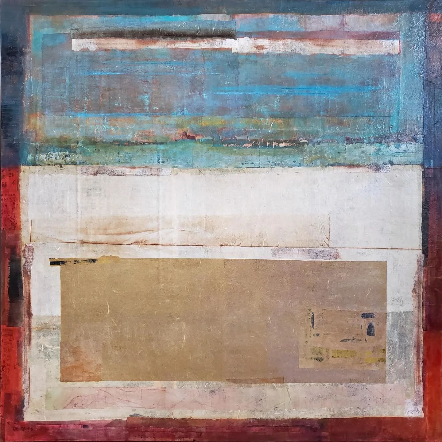 Rice paper mixed media, 48&rdquo;x48&rdquo;