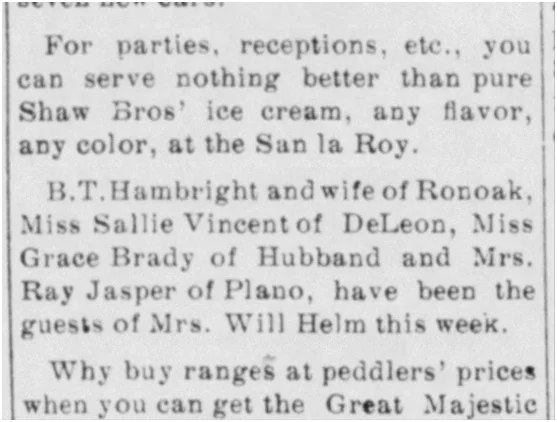 Wise County Messenger Friday 9th August 1912. USA.