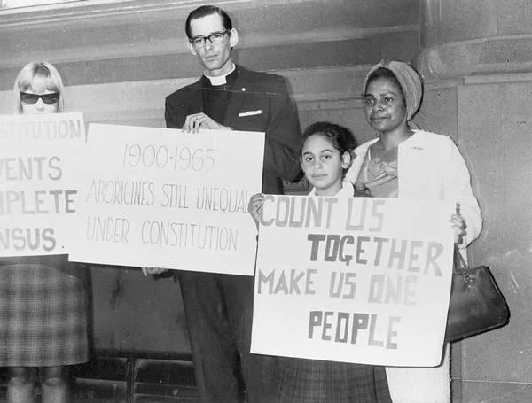 'Bishop Garnsey, Faith and Lilon Bandler campaigning for a YES vote, 1967'. (photo: http://www.sbs.com.au/nitv/explainer/explainer-67-referendum)